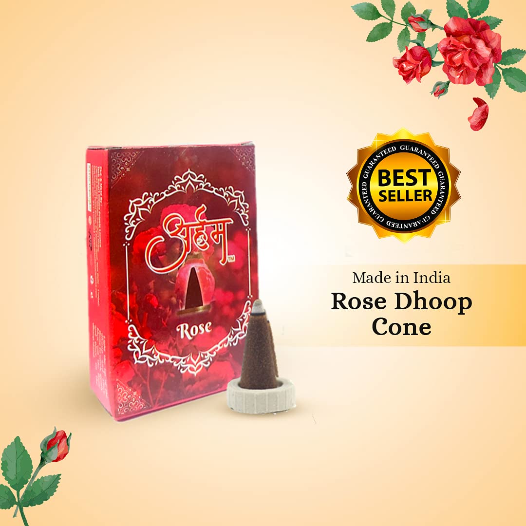 Arham Premium Rose Dhoop Cones (Pack of 12)